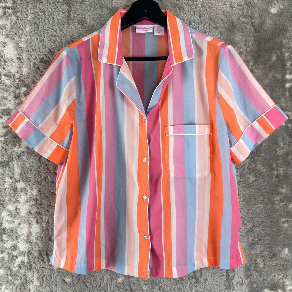Tommy Bahama Size S Striped Pajama Set Short Sleeve Loungewear Multicolor Women